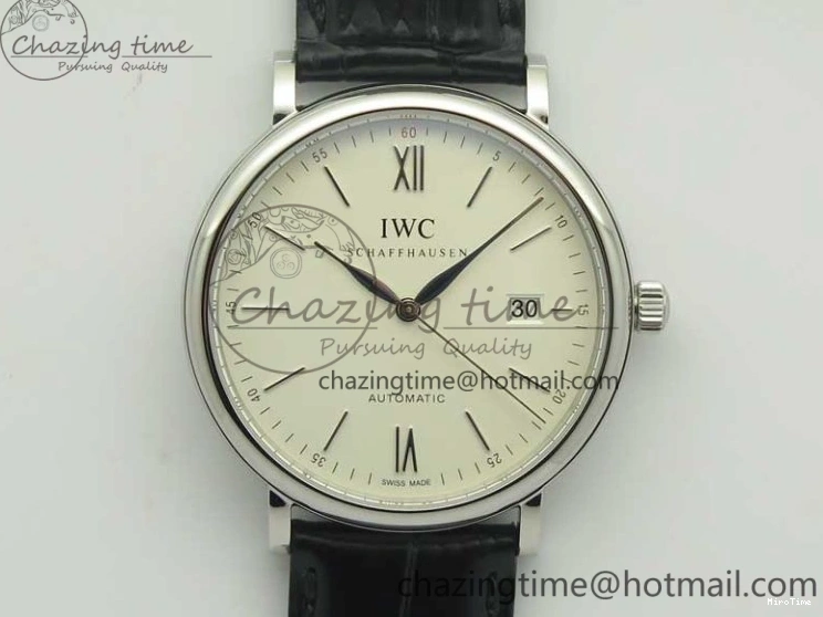 MIROTIME 0812 Portofino Automatic SS MKF 1:1 Best Edition White Dial On Black Leather Strap MIYOTA 9015 V Original 7204